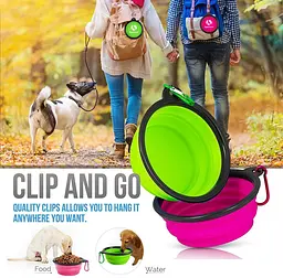 Силіконова складна дорожня миска Derby Food Grade TPE Collapsible Dog Bowl, 1 л Рожевий - мініатюра 3
