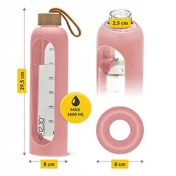 Пляшка для води спортивна 4FIZJO 1000 мл скляна Pink (P-5905973403887) - мініатюра 7