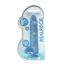Фалоімітатор RealRock Crystal Clear 8" 21 см (блакитний) - мініатюра 9