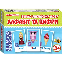 Тематичні картки з англійської мови Ranok Creative Алфавіт та цифри 48 карт 13140029