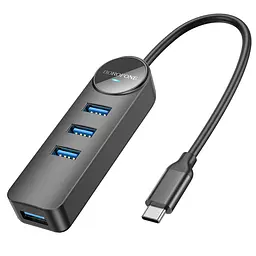 Конвертер Хаб адаптер Borofone DH5 Erudite 4-in-1 - Type-C на 4 Usb 3.0 з кабелем 20 см - мініатюра 3