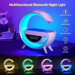 Світильник з бездротовою зарядкою для телефону BT-3401 Bluetooth FM RGB Білий - мініатюра 3
