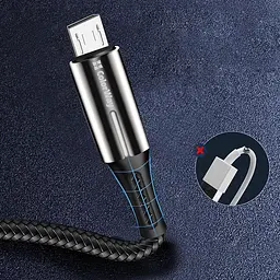 Кабель ColorWay USB - micro USB (M/M), Zinc Alloy + Led, 2.4 А, 1 м, Чорний (CW-CBUM035-BK) - мініатюра 8