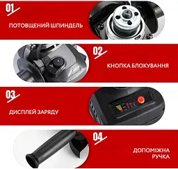 Акумуляторна болгарка 48v 2 АКБ велика, кутова шліфувальна машина з дисками в наборі 4 шт. - мініатюра 12