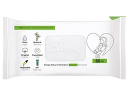 Вологі серветки для дітей Sleepy Naturаl Baby 60 шт. Безпечні серветки для немовлят.