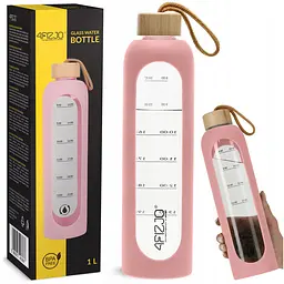 Пляшка для води спортивна 4FIZJO 1000 мл скляна Pink (P-5905973403887) - мініатюра 1