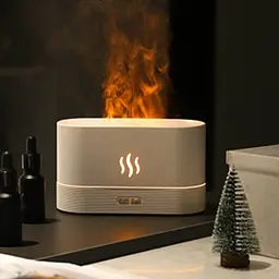 Зволожувач повітря з ефектом полум'я Air humidifier 2344 ультразвуковий 180 мл Білий  - мініатюра 3