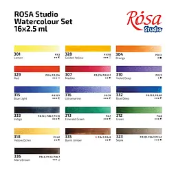 Набір акварельних фарб ROSA Studio PLEIN AIR, 16x2,5 мл, кювети, картонна упаковка (4823098547525) - мініатюра 5