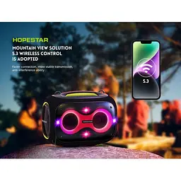 Бездротова Bluetooth колонка HOPESTAR PARTYBOX, 120 ВТ із двома мікрофонами - мініатюра 4