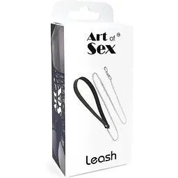 Повідець на ланцюжку із натуральної шкіри Art of Sex - Leash, колір Чорний - мініатюра 5