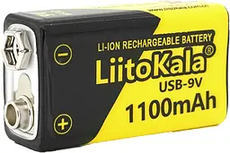Акумулятор крона 9V 1100mAh із захистом та вбудований зарядний пристрій через USB кабель TYPE-C вхід LiitoKala YT35191
