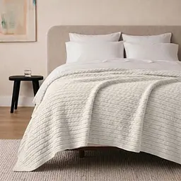 Плед покривало Cosas Ivory Knitted Braid 240х260 см косичка (Blanket_05Ivory_KnittedBraid_240x260) - мініатюра 2