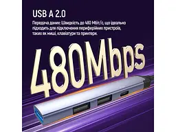 Мультипортовий адаптер ColorWay USB-A/USB-C 4-in-1 USB2.0х2/USB3.0/USB-C2.0 (CW-HUB06) - мініатюра 9