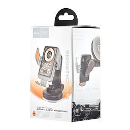 Холдер Hoco HW8 Transparent Discovery Edition wireless fast charg car holder console Темно-сірий - мініатюра 2