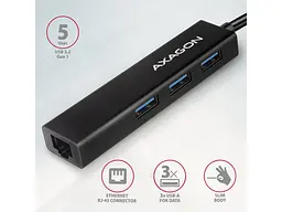 Мультипортовий адаптер AXAGON SuperSpeed Black (HMC-GL3A) - мініатюра 2