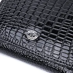 Жіночий стильний гаманець із фактурної натуральної шкіри ST Leather 22732 чорний - мініатюра 5