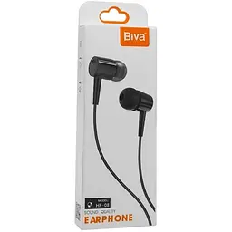 Навушники Biva HF-08 Wirred earphones Black - мініатюра 2