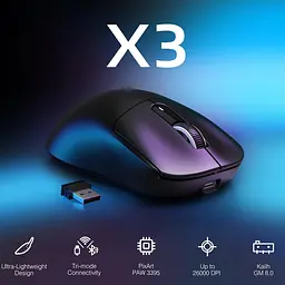 Мишка ігрова бездротова Attack Shark X3 PixArt PAW3395 26000DPI Black - мініатюра 6