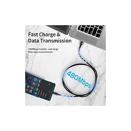 Дата кабель USB 2.0 AM to USB-C 2.0m 100W blue Essager (EXC7A-CGA03-P) - мініатюра 4