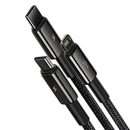 Кабель Baseus Tungsten Золотистий One - for - three Fast Charging Data Cable USB to M + L + C 3.5A 1.5m Bl - мініатюра 2