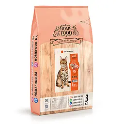 Сухий корм Home Food для дорослих котів Курочка та креветка CAT ADULT Для активних 3 кг