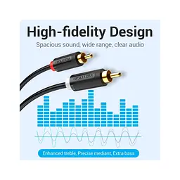 Кабель мультимедійний 2xRCA M to 2xRCA M 1.0m black Vention (VAB-R06-B100) - мініатюра 3
