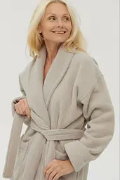 Халат unisex Lotus Home - Bold New Microcotton beige махровий 2XL - мініатюра 4