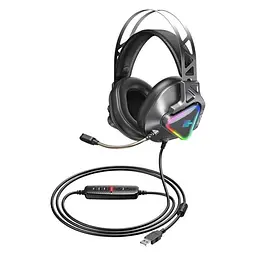 Дротова гарнітура Remax LED Wargod Series Gaming Headphone RM-810, USB, 7.1, 2.5m, black - мініатюра 2