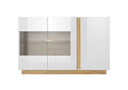 Комод з вітриною Perfect Home Арко / Arco 3-дверний 3D2W/138 Білий глянець/дуб грандсон (PFH-091034) - мініатюра 3
