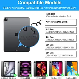 Чохол-клавіатура для 13-дюймового iPad Air (M2, 2024) та iPad Pro 12,9 (6ª 2022/5ª 2021/4ª 2020/3ª 2018), знімна клавіатура - мініатюра 8