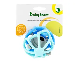 Силіконовий м'ячик-прорізувач Baby Team з брязкальцем блакитний (4042_блакитний) - мініатюра 3