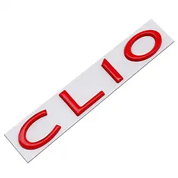 Емблема напис CLIO для Renault червоний 149x25 мм метал (на скотчі) OEM 908893003R