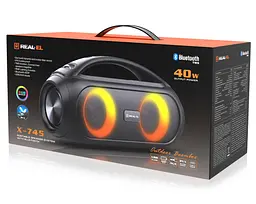 Портативная колонка бумбокс REAL-EL RX745 Boombox 40W Bluetooth TWS, RGB, Black - мініатюра 12