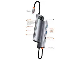 Мультипортовий адаптер BASEUS Metal Gleam Series 7-in-1 Multifunctional Type-C HUB Gray (WKWG020113) - мініатюра 7