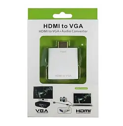 Перехідник HDMI M -> VGA F (з аудіо інтерфейсом) білий RTL - мініатюра 4