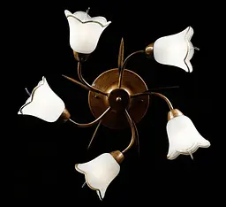 Люстра стельова Splendid Ray L90793G/5, 5 ламп, бронза, біле скло, сучасний стиль для дому - мініатюра 4