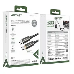 Кабель ACEFAST USB-C до USB-C інтелектуальна напруга підтримує кабель C23-03 |1.2m, 60W/3A| - мініатюра 2
