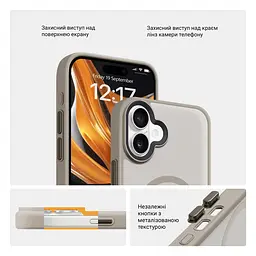 Чехол для Apple iPhone 16 Plus, Uniq MagCase, бежевый, противоударный, панель-накладка с MagSafe, ударопрочный TPU+PC, с магнитом MagSafe, поддержка полноценной беспроводной зарядки, ArmorStandart (ARM79503) - мініатюра 3