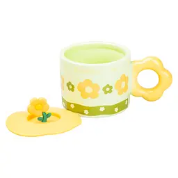 Чашка керамічна Happy Life Flowers із кришкою зелена 300 мл HP7196GR - мініатюра 2