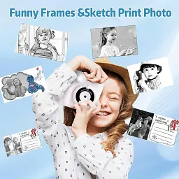 Дитяча цифрова фотокамера з моментальним друком 8MP Kids Instant Print Camera ABS-681 біла 1080P для дітей 3-10 років - мініатюра 2