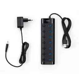 Концентратор Vinga USB3.0 to 7*USB3.0 1m cable with Switch and Power Adapter (VHA3A7B) - мініатюра 3
