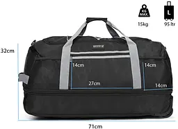 Сумка дорожня на колесах TravelZ Wheelbag Doubleloader foldable black 80(95)L (603096) - мініатюра 3