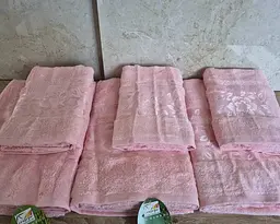 Набір турецьких махрових рушників Cestepe 50х90 3 штуки + 70х140 3 штуки Bamboo Cicek Pink - мініатюра 2