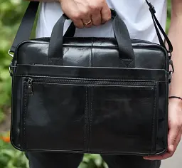 Сумка портфель чоловіча шкіряна чорна для ноутбука (TD-28467) - мініатюра 3