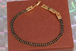 Браслет Xuping Jewelry дві доріжки із чорних фіанітів 19 см 4 мм золотистий