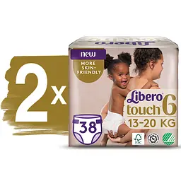 Набір підгузків Libero Touch 6 (13-20 кг), 76 шт. (2 уп. по 38 шт.) - мініатюра 2