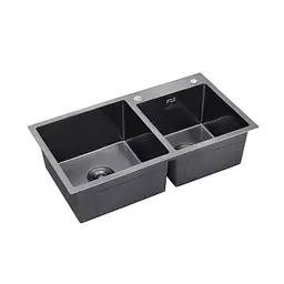 Кухонна мийка Kroner KRP Schwarze - 7843ZHM PVD (3,0/1,0 мм) (CV022797) - мініатюра 2