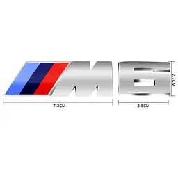 Емблема напис M6 для BMW хром 73х27 мм (емблема M)+38х27 мм (цифра) пластик (на скотчі) - мініатюра 2