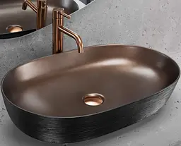 Умивальник Rea Cleo накладний 60.5x41 см black brushed copper REA-U6383 - мініатюра 2