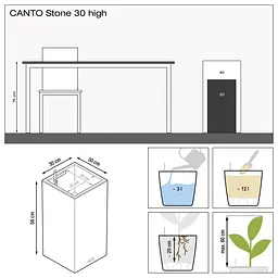 Вазон Lechuza Canto Stone High, 12 л, графітово-чорний (13602) - мініатюра 4